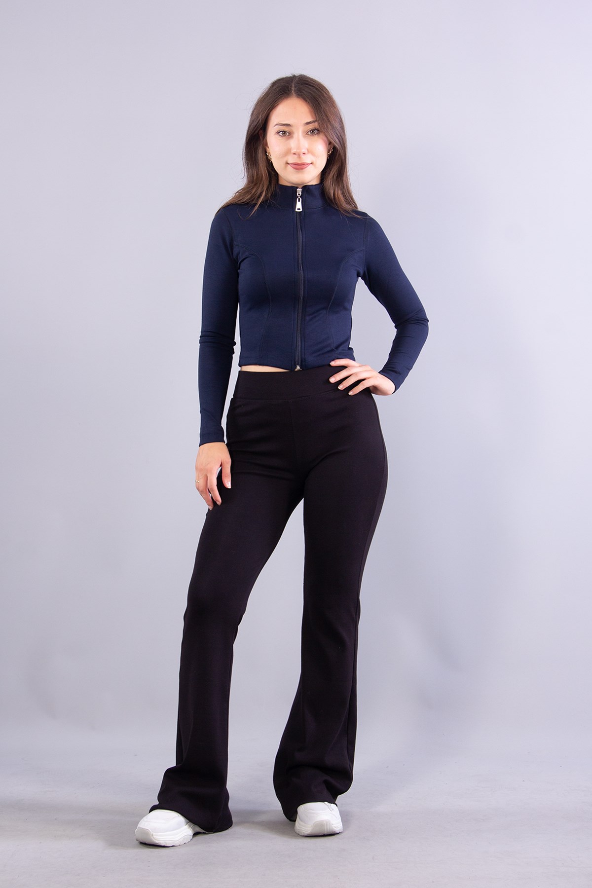 Sweatmckanzie6635 (N-2283) Fermuarlı Dik Yaka Modal Sweatkadınerkek