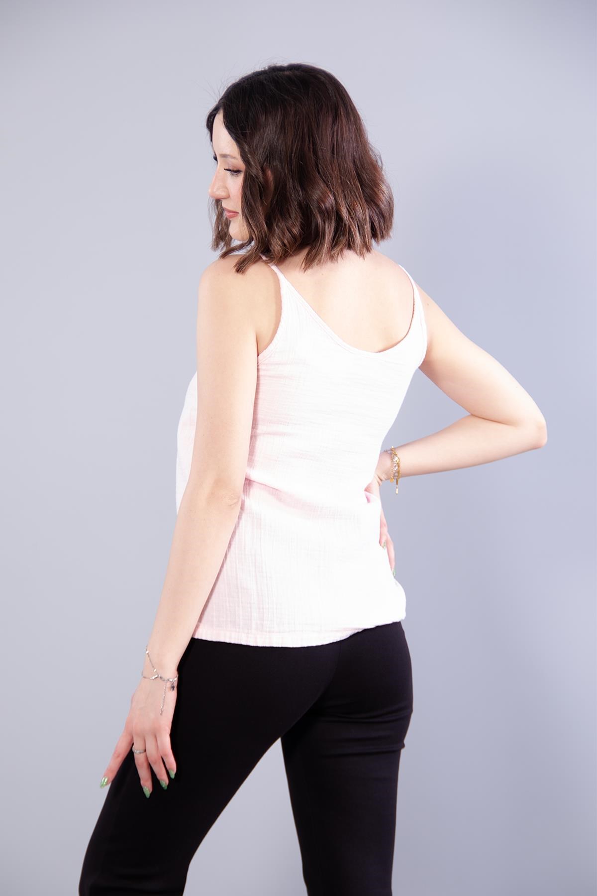 Bluzmckanzie6650 (N-2284) İp Askılı Müslin Bluzkadınerkek