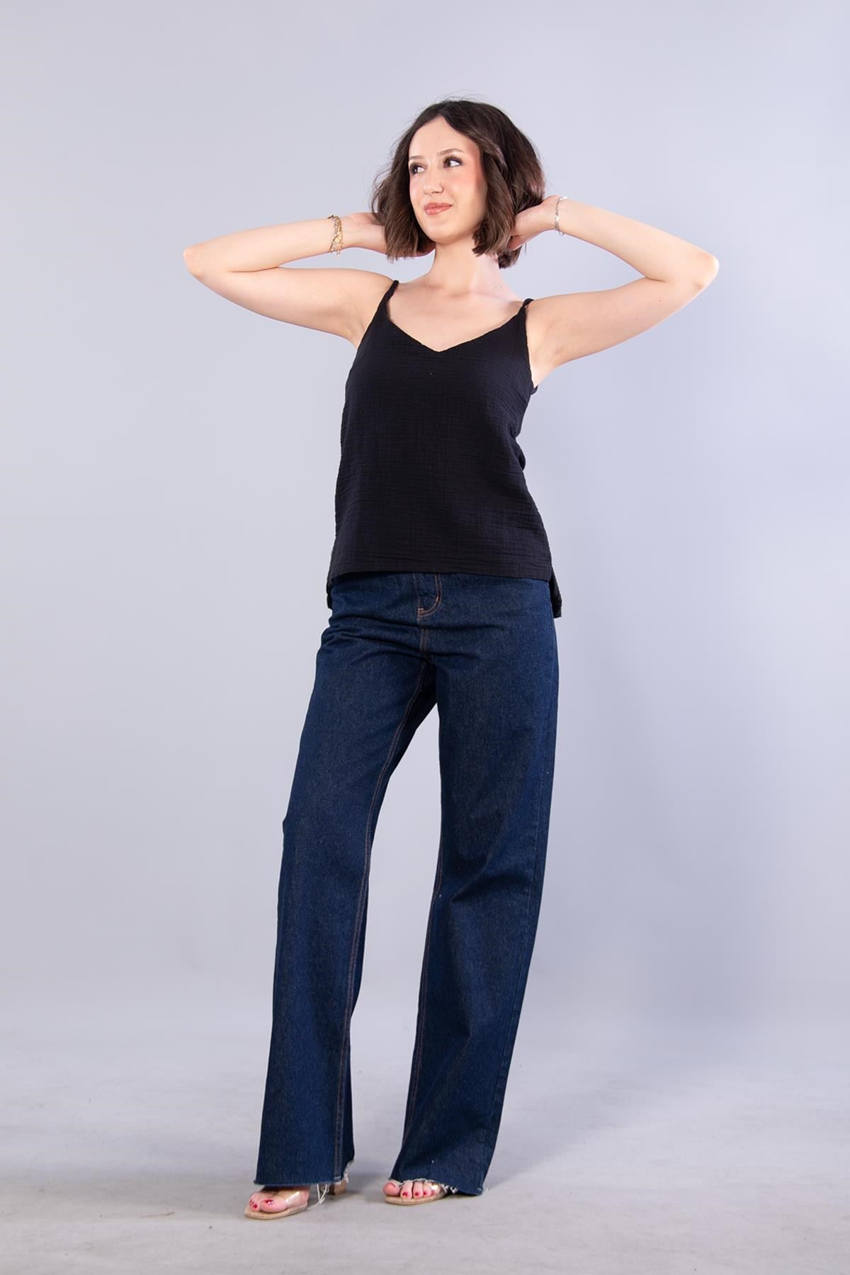 Bluzmckanzie6650 (N-2284) İp Askılı Müslin Bluzkadınerkek