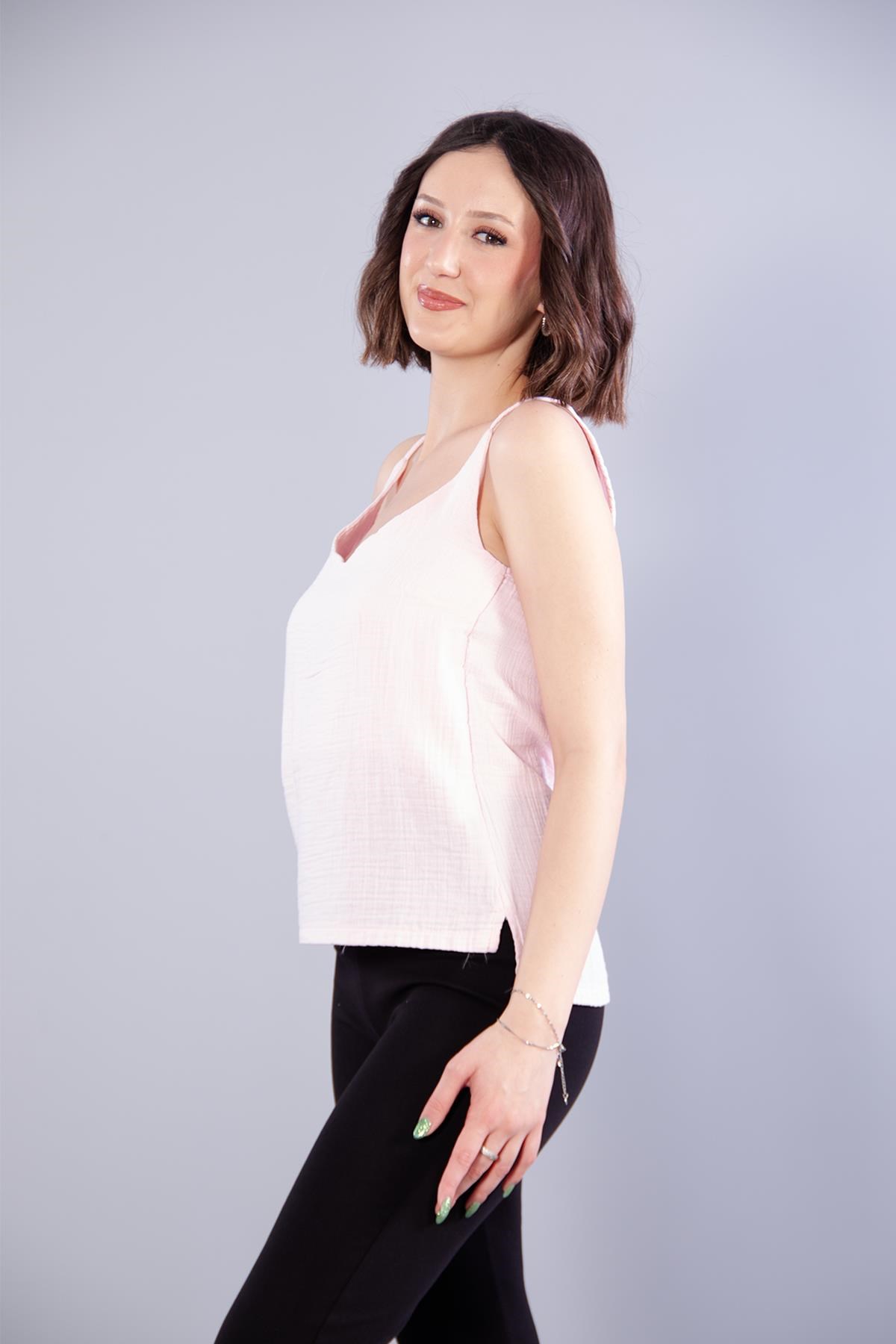 Bluzmckanzie6650 (N-2284) İp Askılı Müslin Bluzkadınerkek