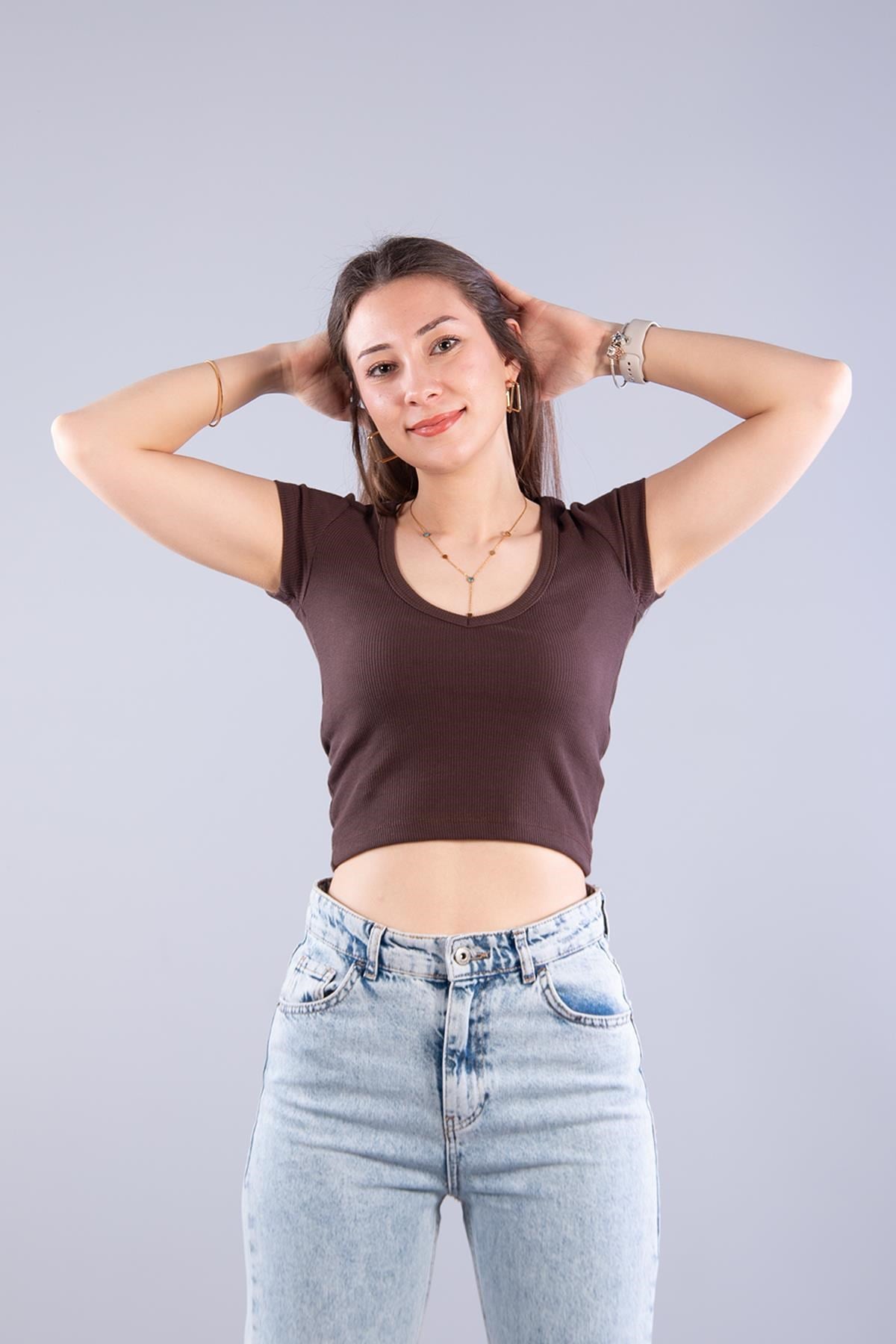 Bodymckanzie6696 (N-2370) V Yaka Crop Kaşkorse Bodykadınerkek