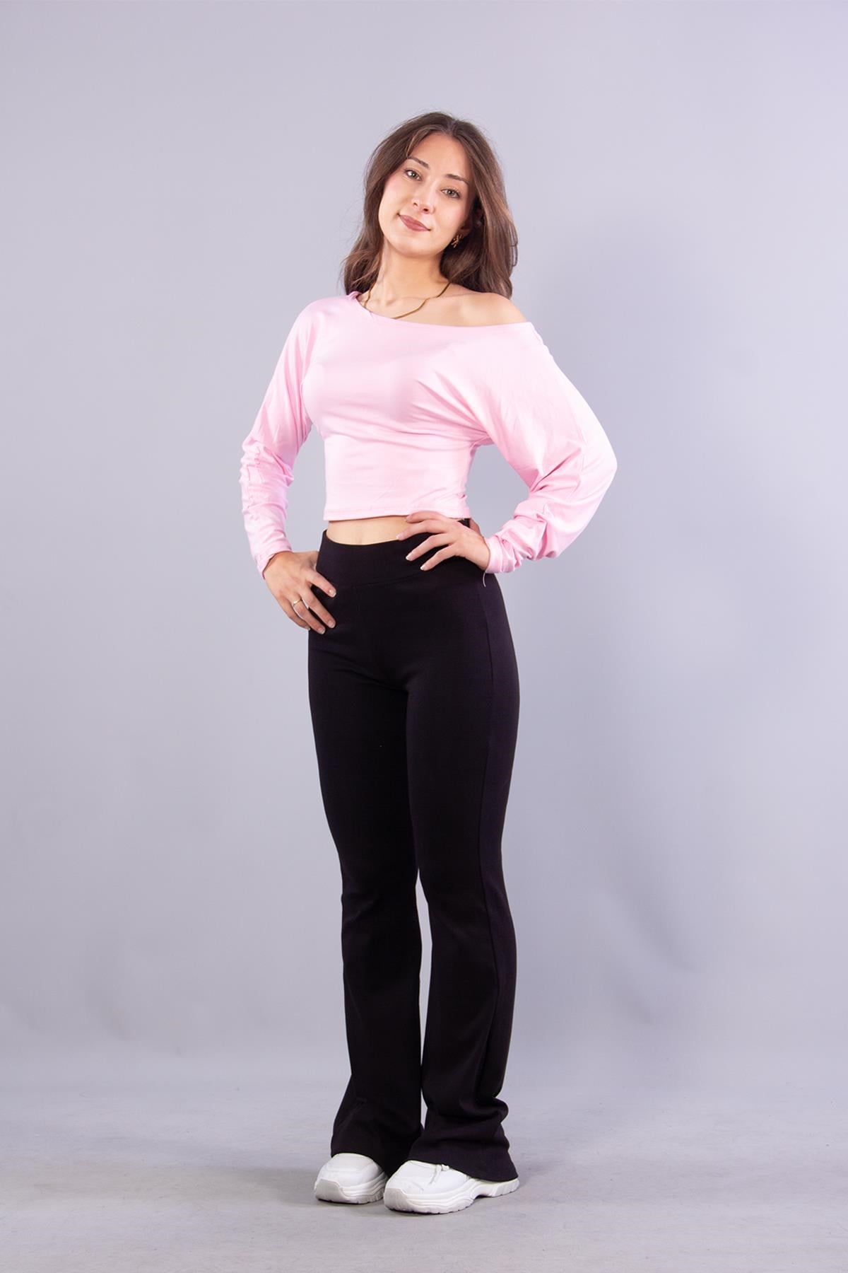 Bluzmckanzie6895 (N-2653) Kayık Yaka Yarasa Kol Bluzkadınerkek