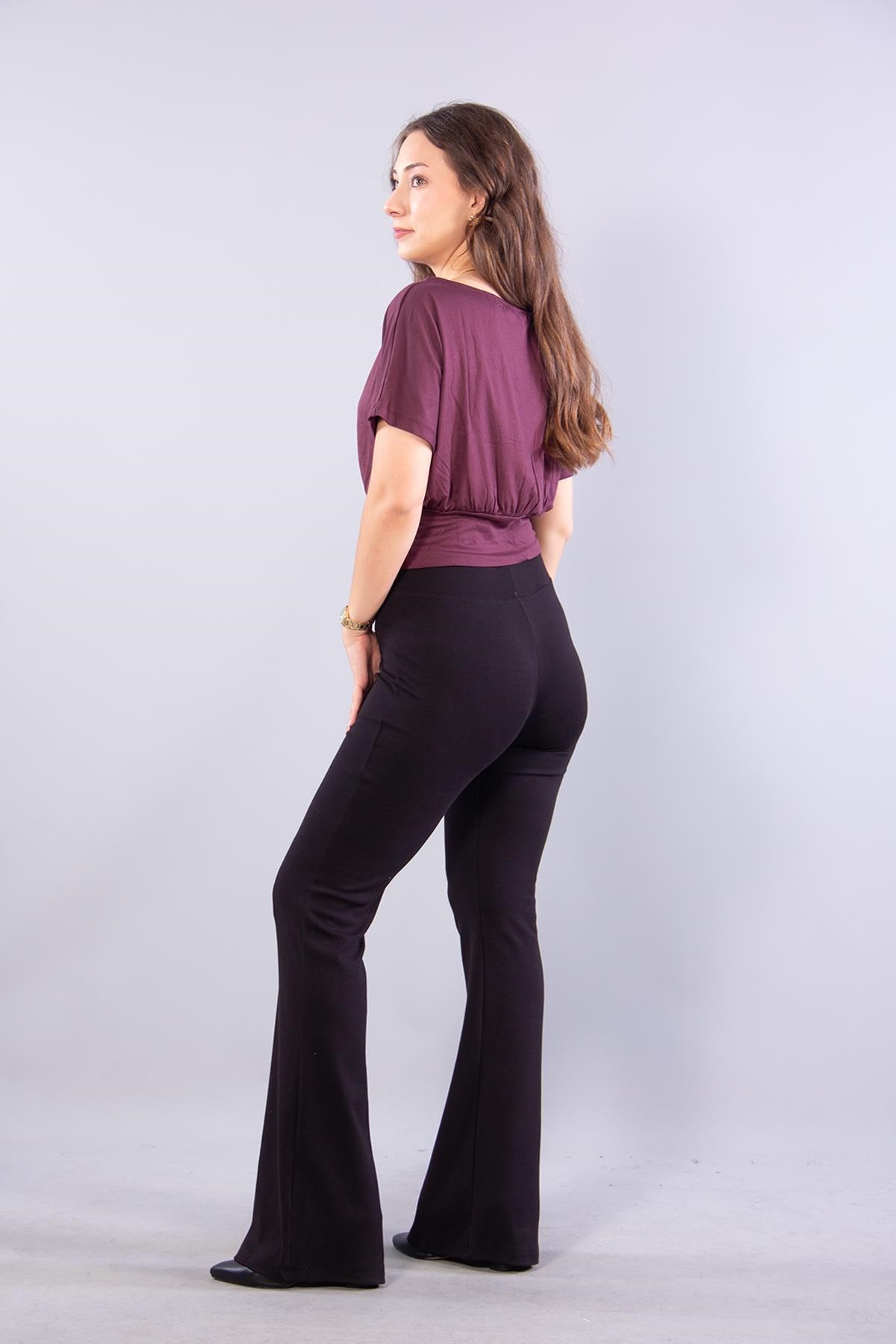 Bluzmckanzie6982 (N-2802) Kayık Yaka Kısa Kol Turlu Bluzkadınerkek