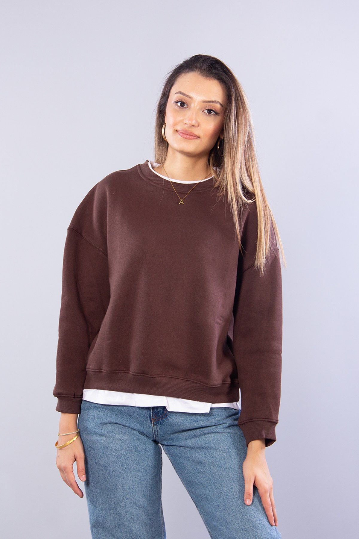 Sweatmckanzie7051 Garnili Yuvarlak Yaka Sweat 3 İp Şardonlukadınerkek
