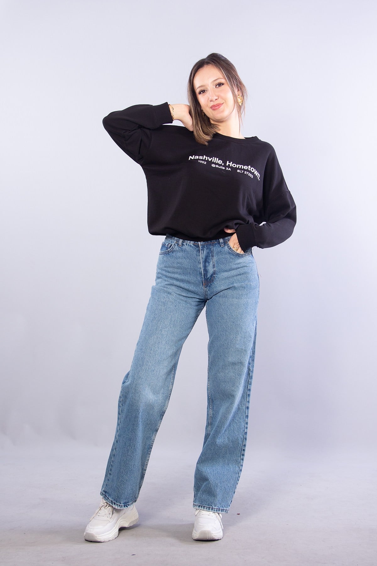 Sweatmckanzie7055 Nashville Hometown Baskılı 2 İp Şardonsuz Sweatkadınerkek