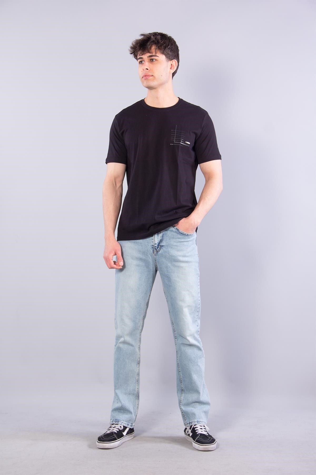 T-shirtmckanzie7410 Süprem Sol Göğsü Enjeksiyon Çizgi Baskılı Bisiklet Yaka T-shirtkadınerkek
