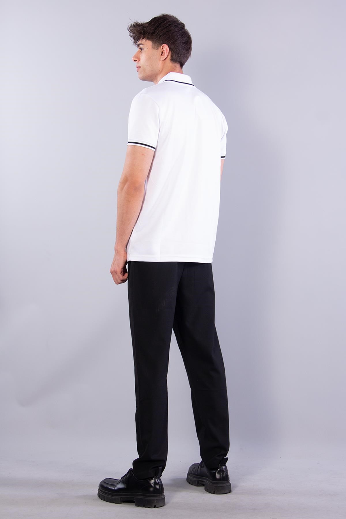T-shirtmckanzie8261 Ayaklı Yaka Kol Ucu Çizgili Kısa Kol T-shirtkadınerkek