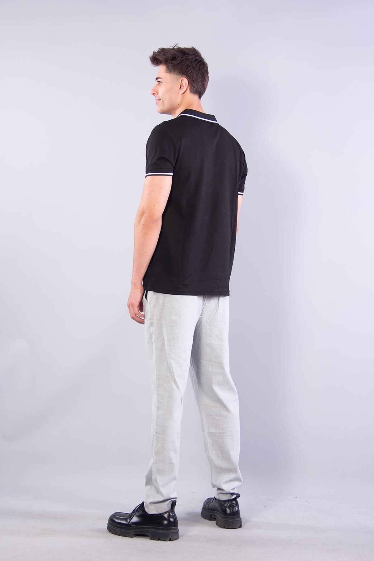 T-shirtmckanzie8381 V Pat Yakalı Modal Kumaş Yaka Kol Çizgili T-shirtkadınerkek
