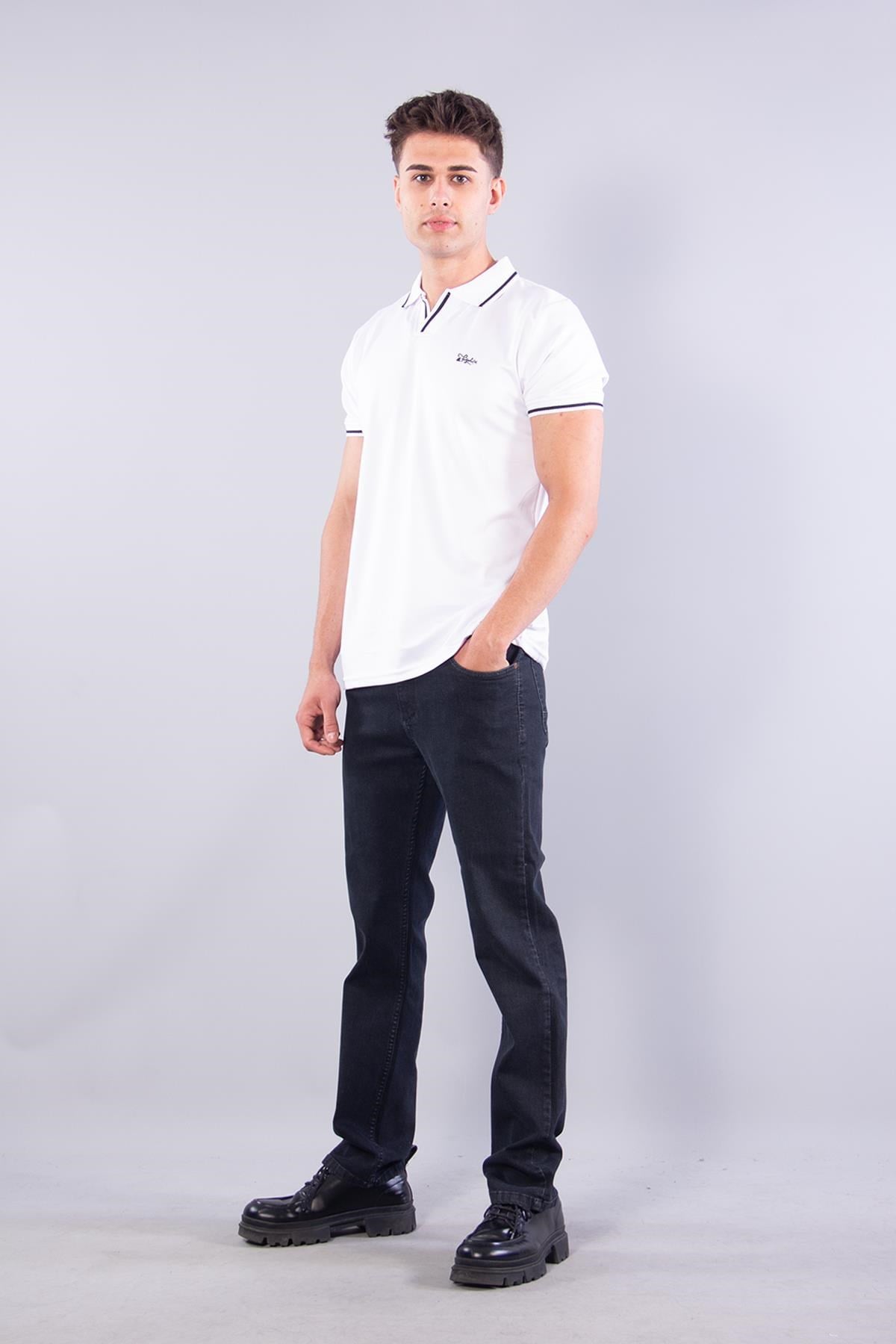 T-shirtmckanzie8381 V Pat Yakalı Modal Kumaş Yaka Kol Çizgili T-shirtkadınerkek