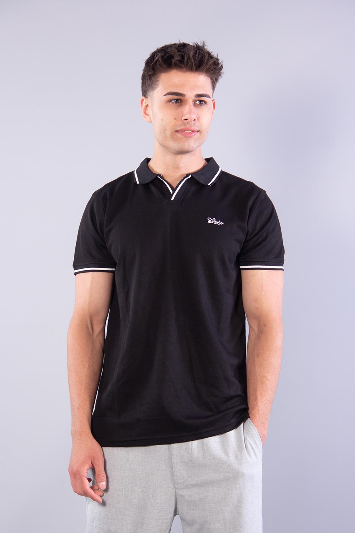 T-shirtmckanzie8381 V Pat Yakalı Modal Kumaş Yaka Kol Çizgili T-shirtkadınerkek