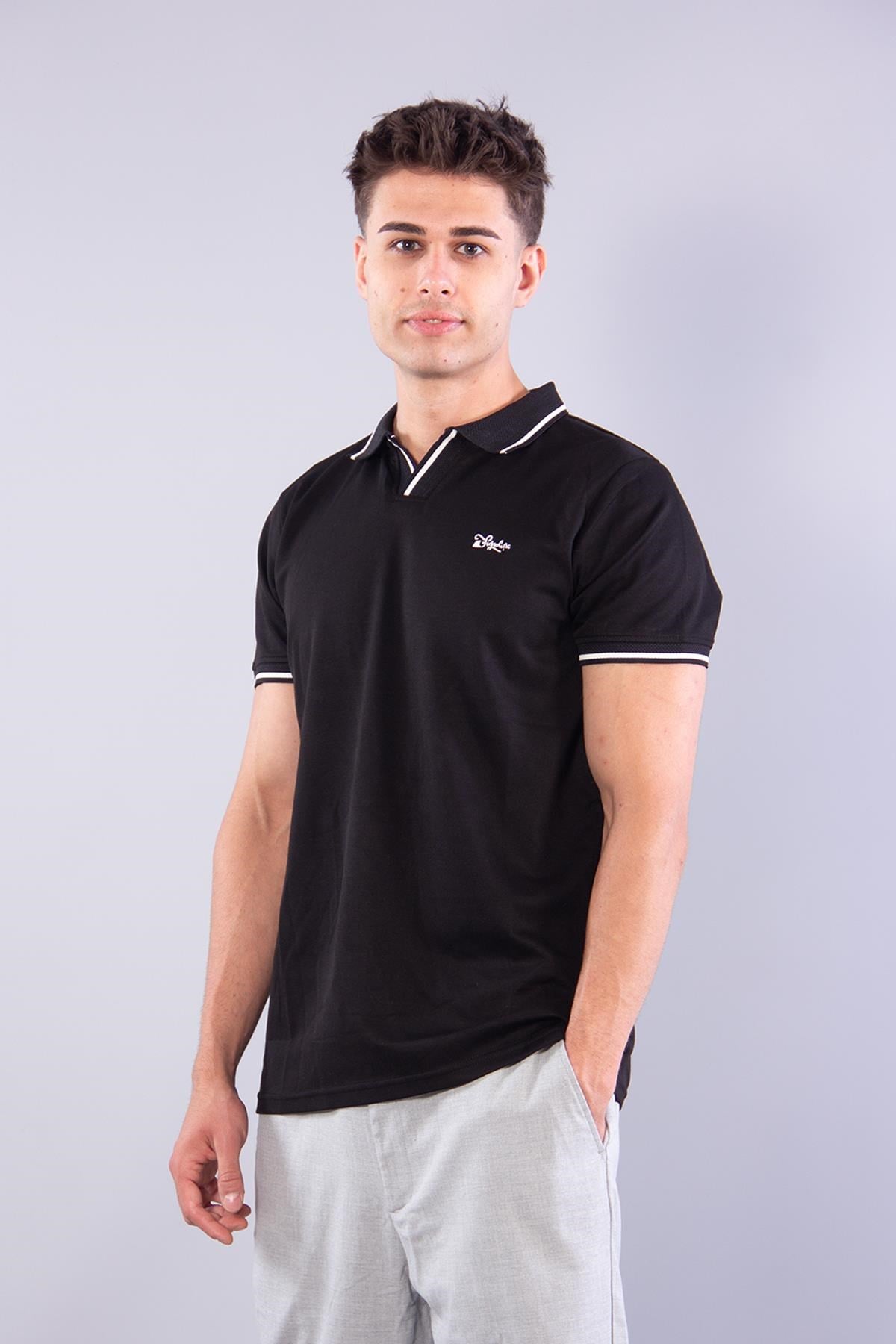 T-shirtmckanzie8381 V Pat Yakalı Modal Kumaş Yaka Kol Çizgili T-shirtkadınerkek