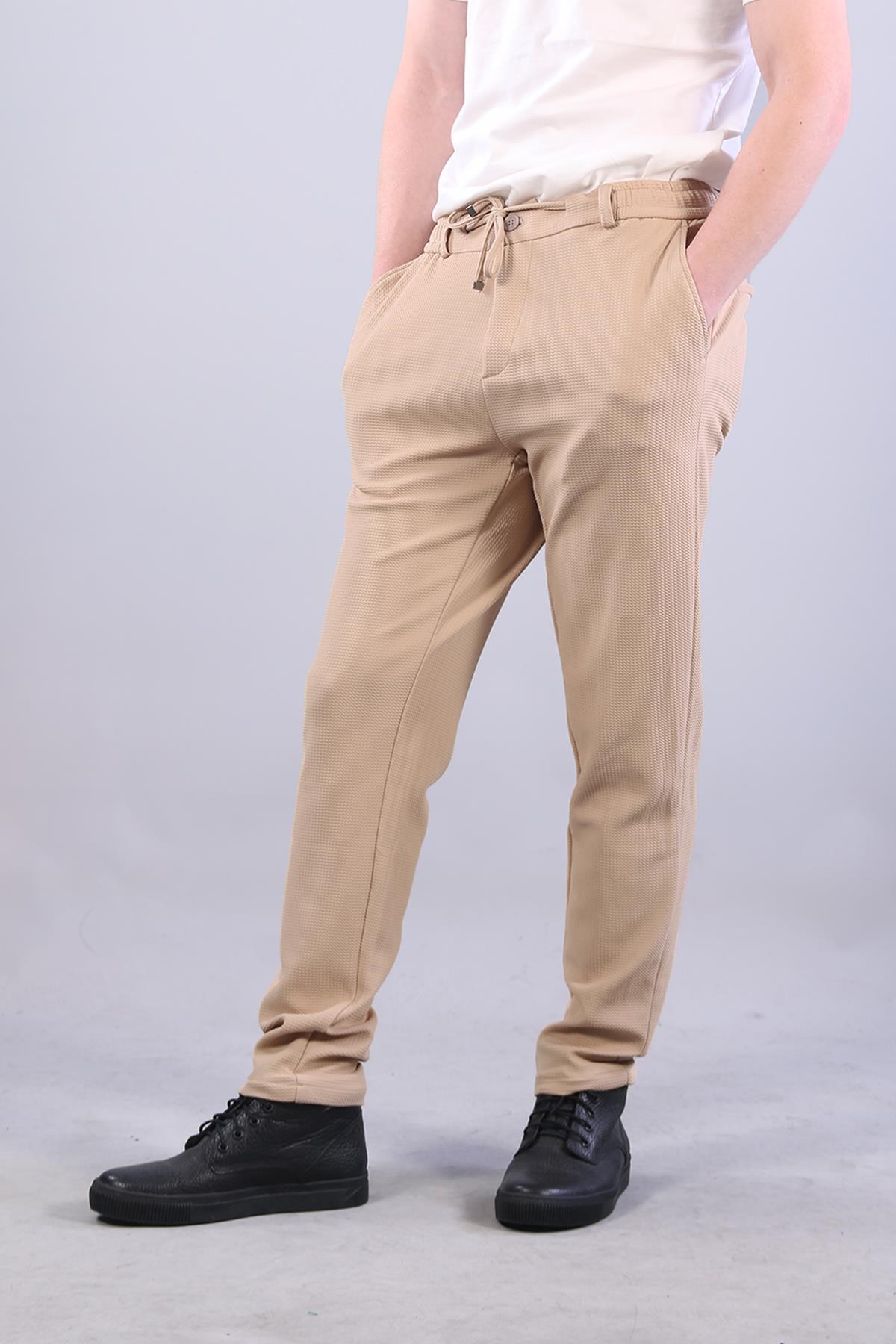 Pantolonmckanzie939 Tırtıklı Kumaş Beli Lastikli Pantolonkadınerkek