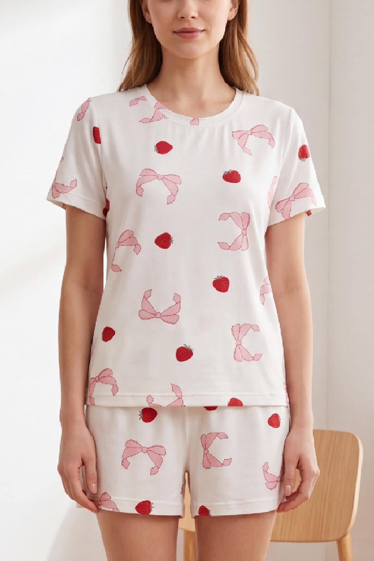 Pijama TakımımckanzieKısa Kol Üst Şort Alt Pijama Takımıkadınerkek