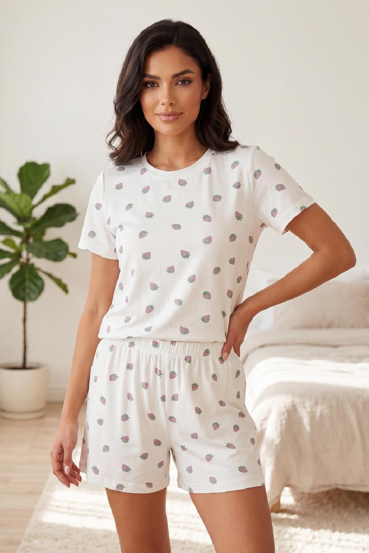 Pijama TakımımckanzieKısa Kol Üst Şort Alt Pijama Takımıkadınerkek