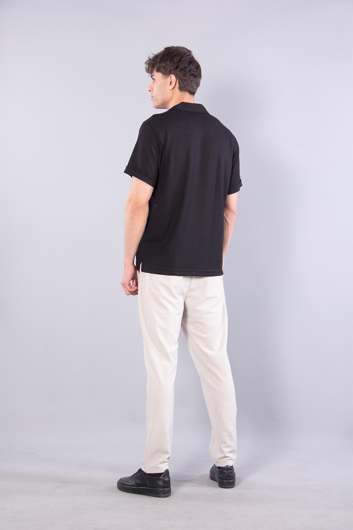 T-shirtmckanzieV7180 Modal Polo Yaka Düğmeli Kendinden Şeritli T-shirtkadınerkek