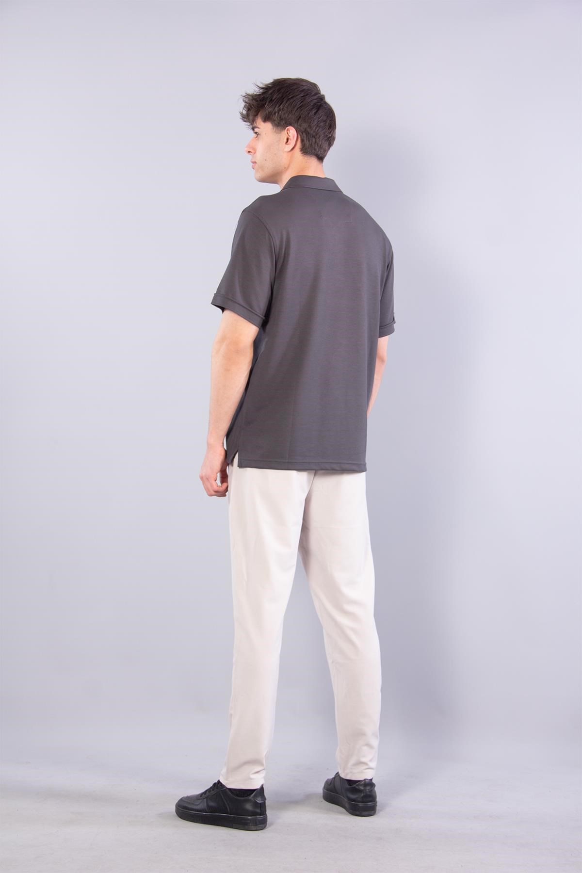 T-shirtmckanzieV7180 Modal Polo Yaka Düğmeli Kendinden Şeritli T-shirtkadınerkek