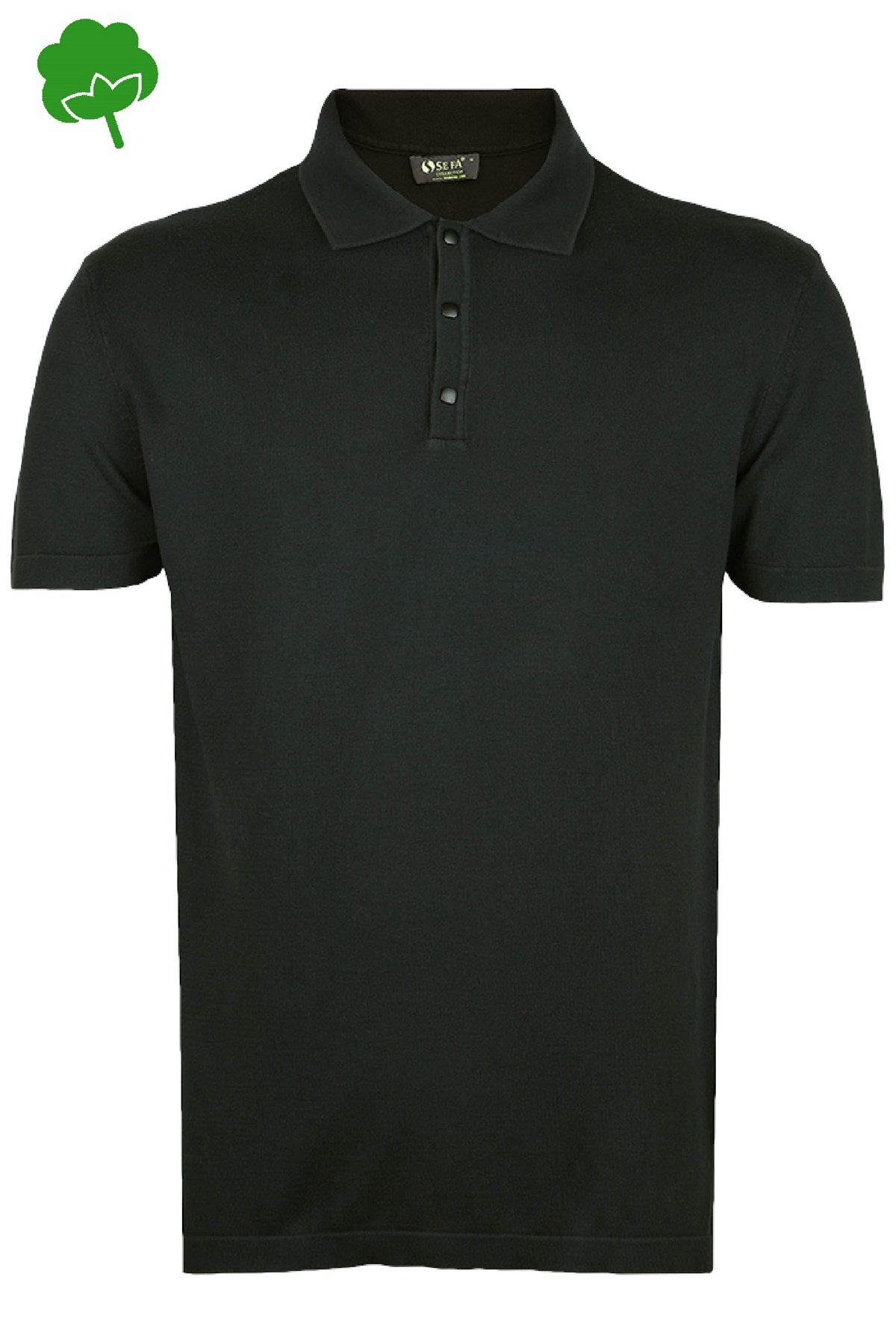 %100 Pamuk Siyah Çıtçıtlı Polo Yaka Triko Tişört