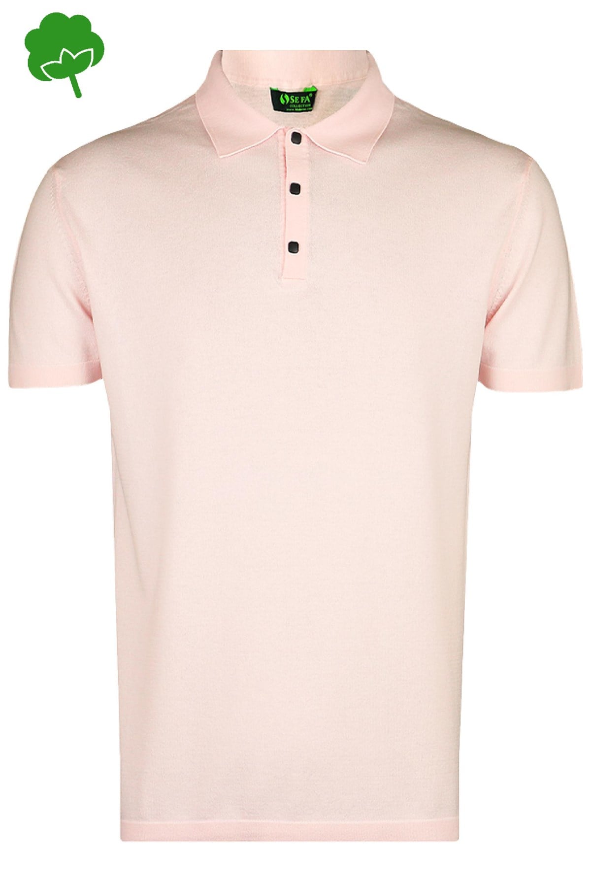 %100 Pamuk Toz Pembe Çıtçıtlı Polo Yaka Triko Tişört