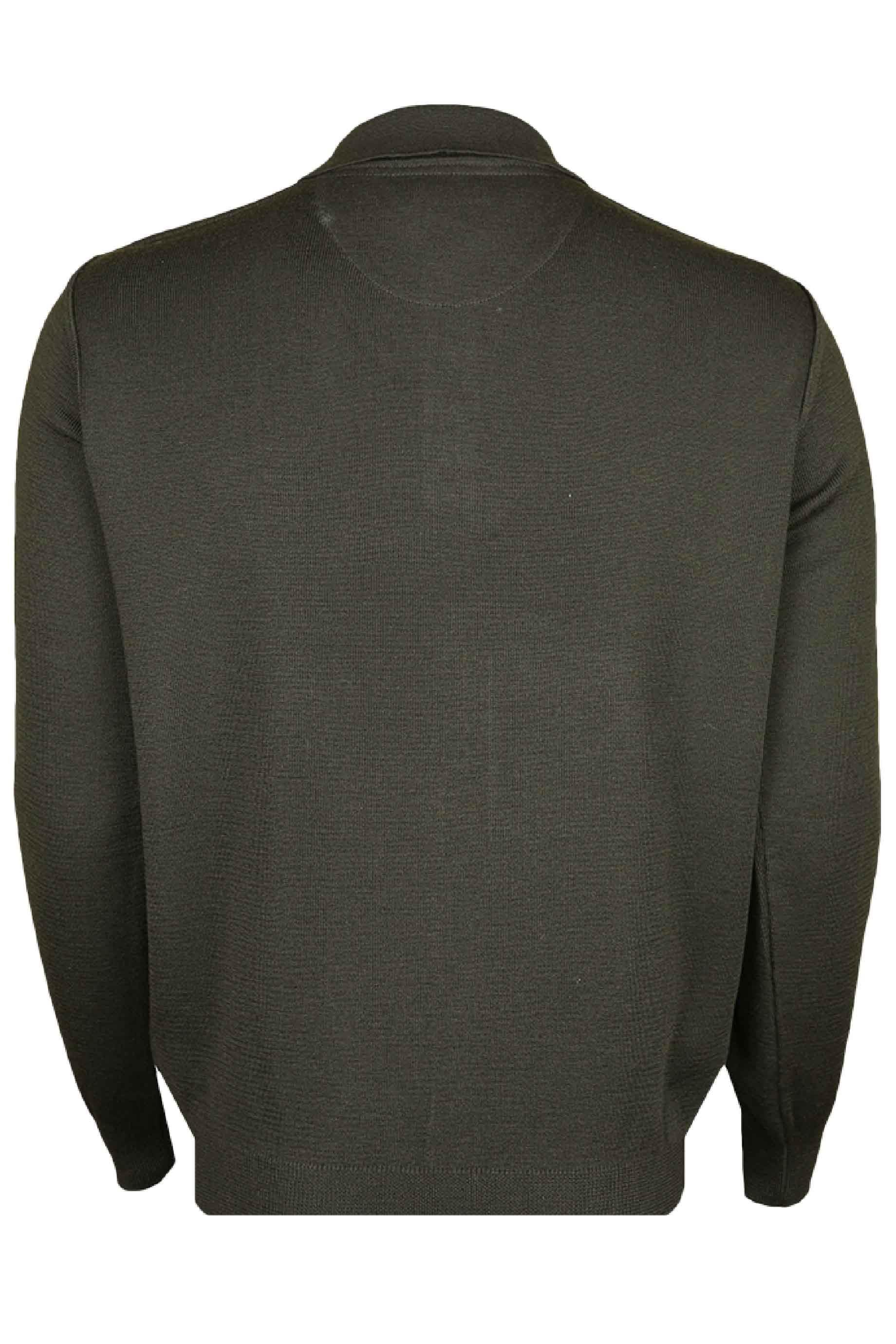 Büyük Beden Neyir Triko Çelik Örme Klasik Kalıp Çizgili Yünlü Kahve Polo Yaka Triko Kazak