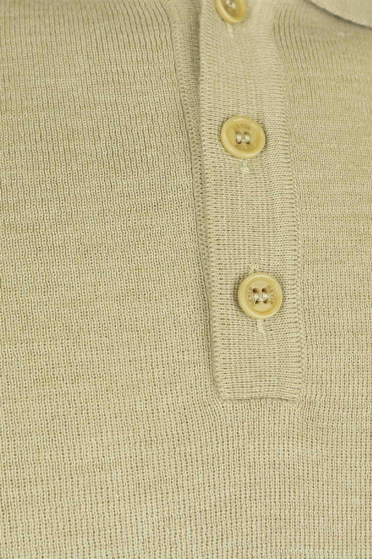 Neyir Triko Çelik Örme Klasik Kalıp Yünlü Camel Desensiz Polo Yaka Triko Kazak