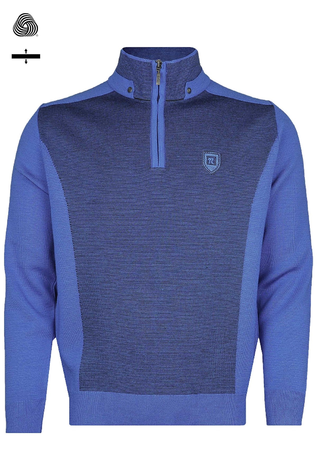 Neyir Triko Çelik Örme Regular Fit Kalıp Yünlü Saks Fermuarlı Tasarım Triko Kazak