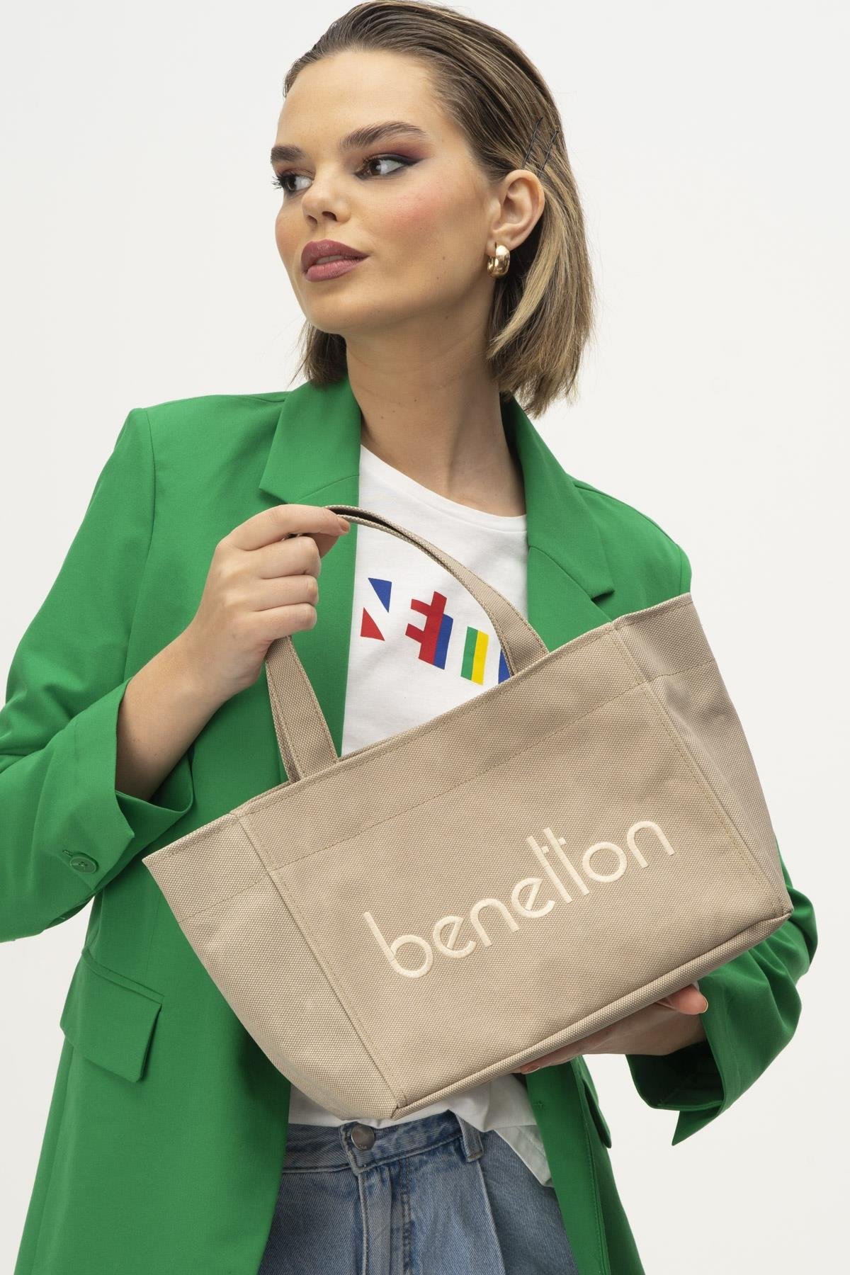 57-1102-8-KUM1102 Kum Benetton Kadın Kol Çantası