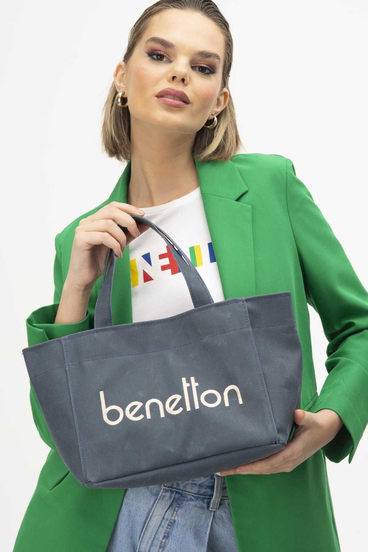 57-1102-2-LACIVERT1102 Lacivert Benetton Kadın Kol Çantası