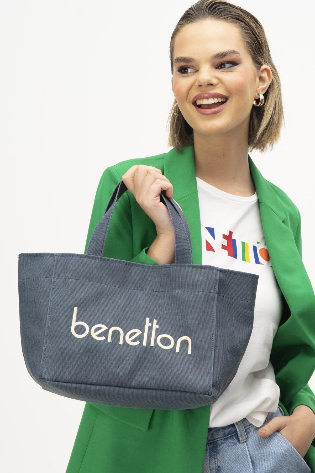 57-1102-2-LACIVERT1102 Lacivert Benetton Kadın Kol Çantası