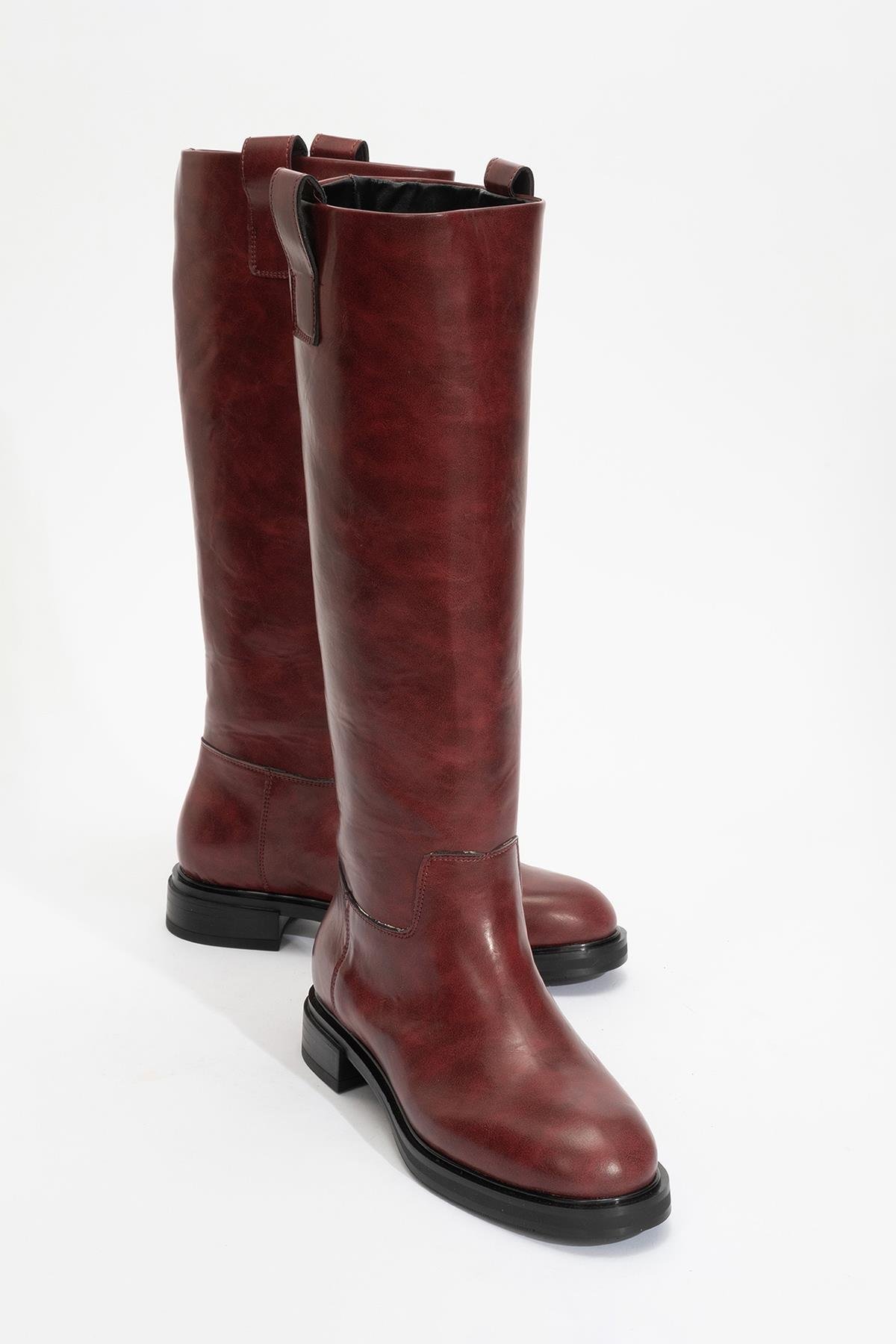 30-BR01-7-BORDO CILTALASKA Bordo Cilt Kadın Binici Çizme