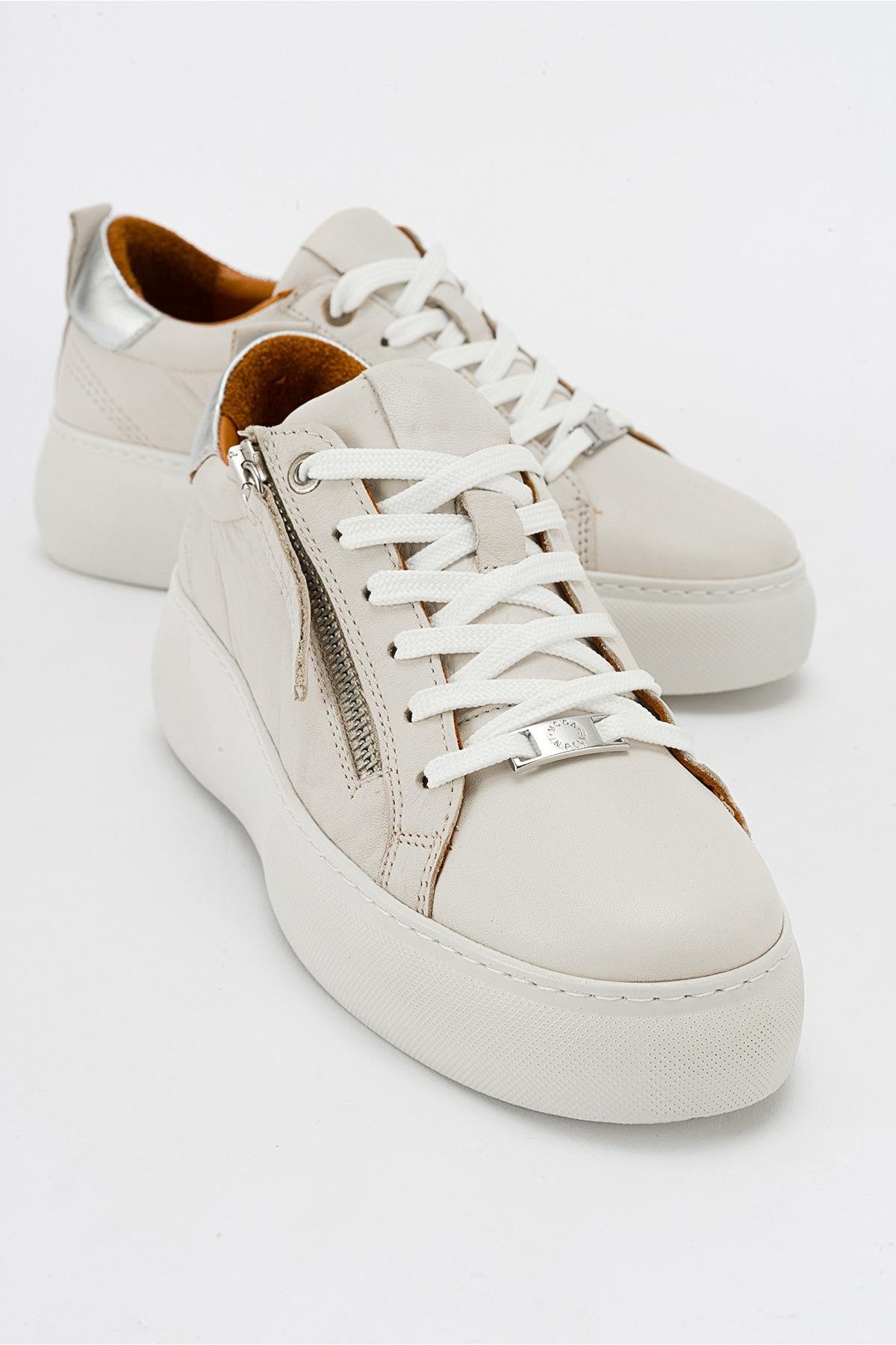 116-198135-1-BEJALLIE Bej Hakiki Deri Kadın Sneakers