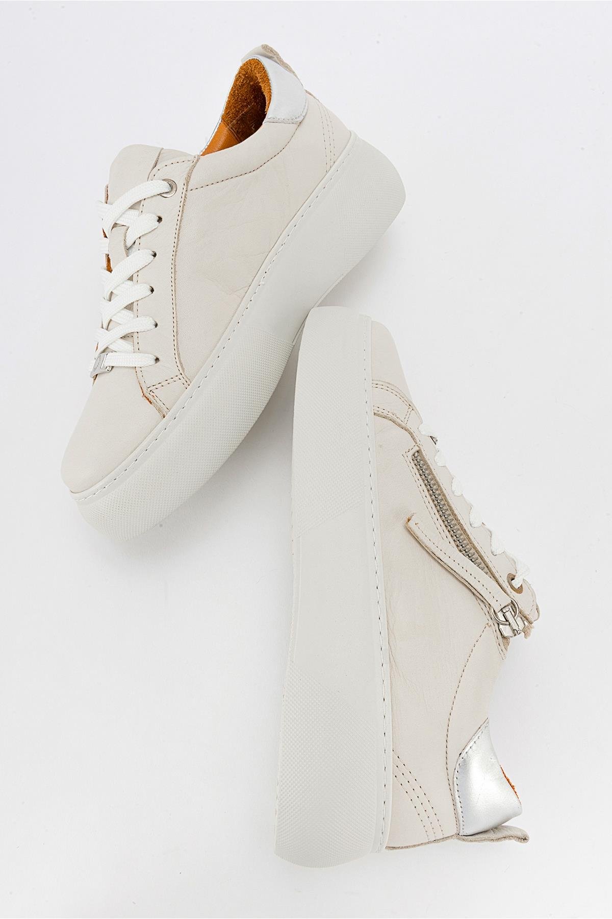 116-198135-1-BEJALLIE Bej Hakiki Deri Kadın Sneakers