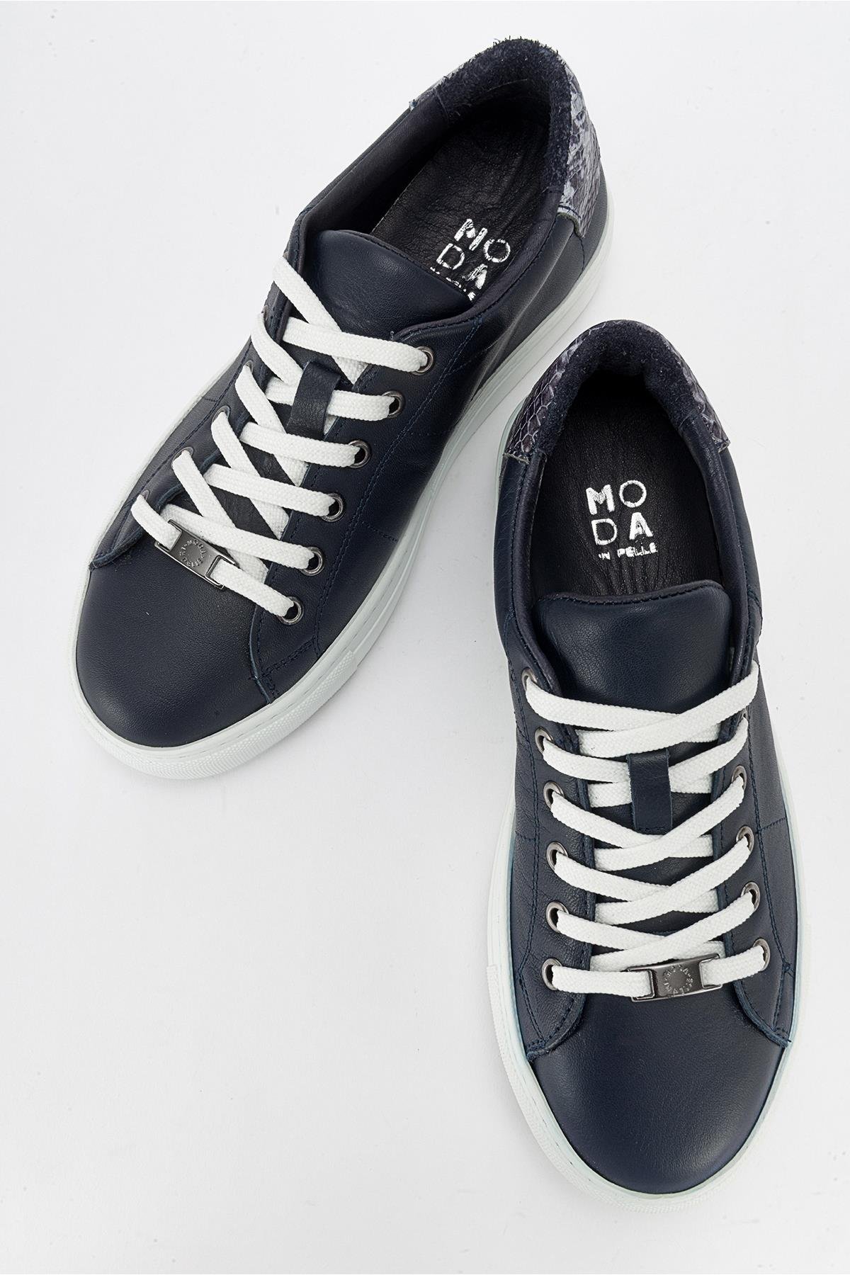 116-240056-1-LACIVERTAYVERIE Lacivert Hakiki Deri Kadın Sneakers