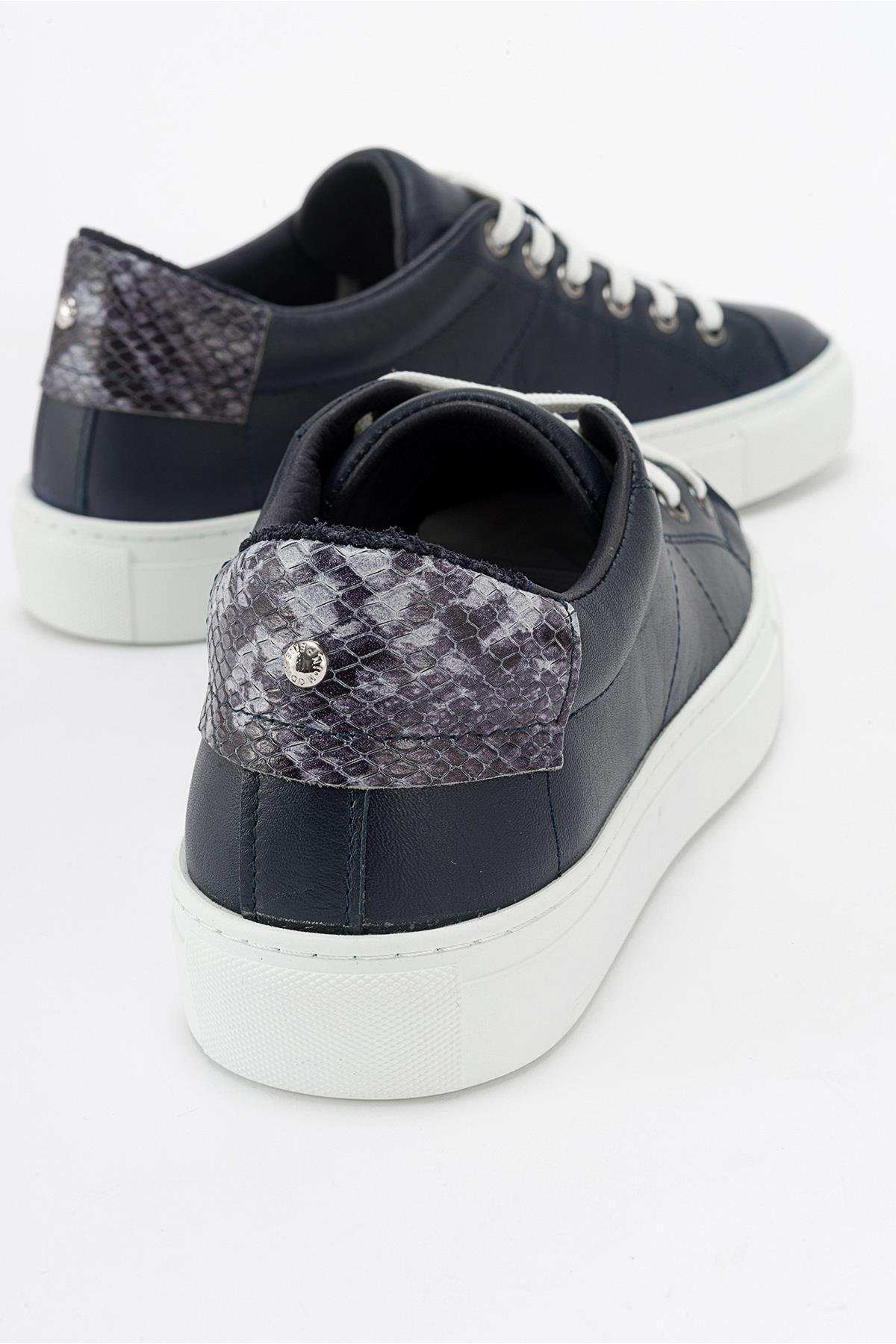 116-240056-1-LACIVERTAYVERIE Lacivert Hakiki Deri Kadın Sneakers