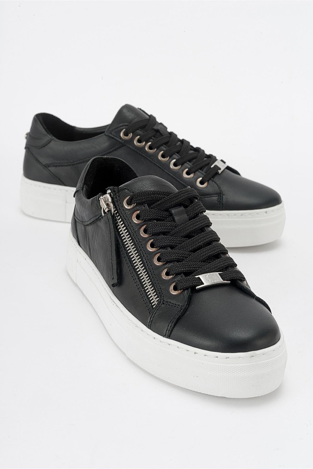116-143201-2-SIYAHBERLY Siyah Hakiki Deri Kadın Sneakers