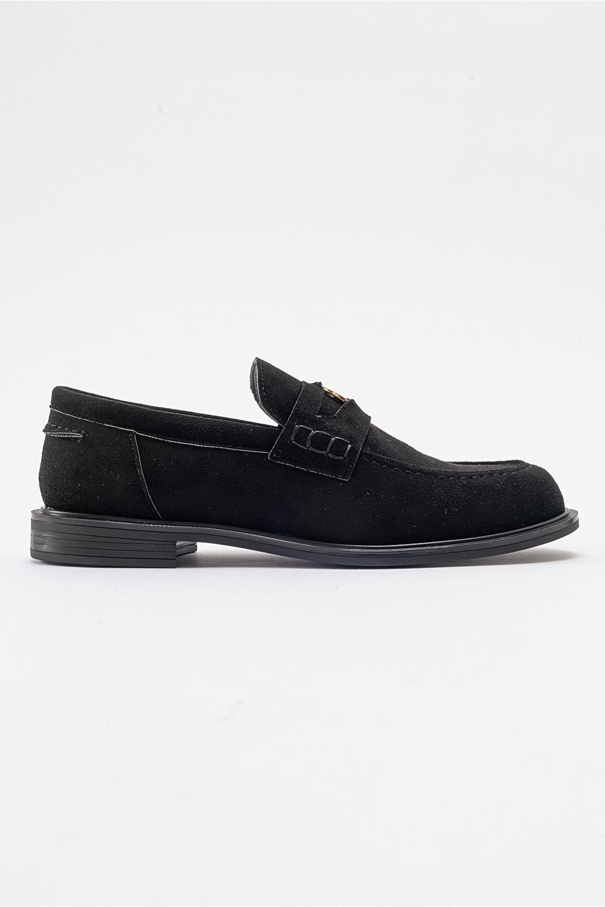 222-23023-3-SIYAH SUETBLOSS Siyah Süet Kadın Loafer
