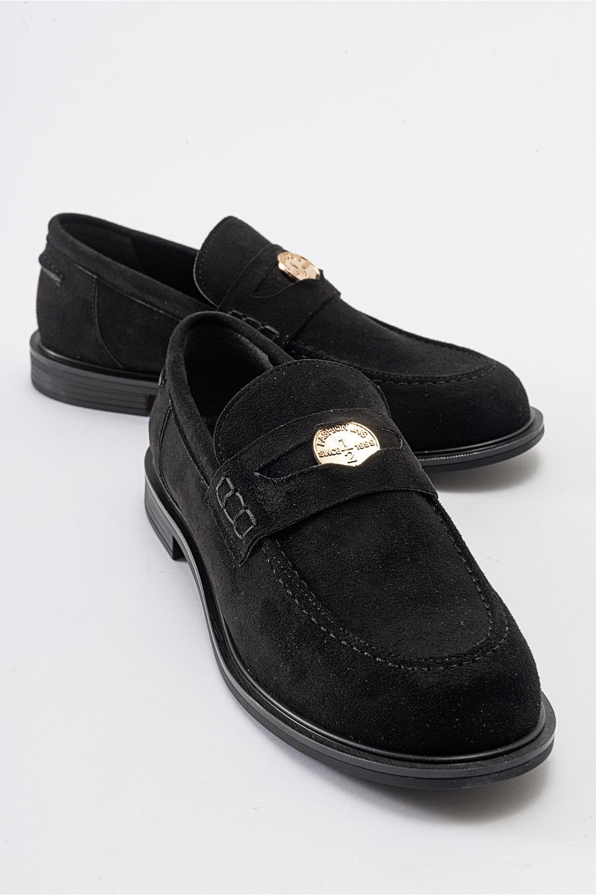 222-23023-3-SIYAH SUETBLOSS Siyah Süet Kadın Loafer