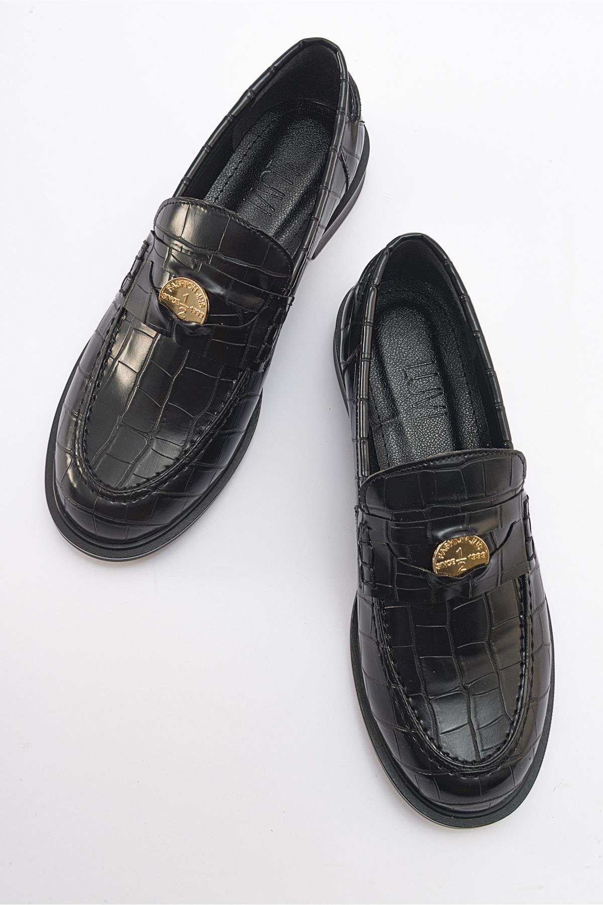 222-23023-2-SIYAH BASKIBLOSS Siyah Baskı Kadın Loafer