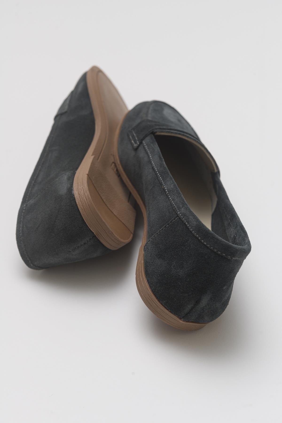 63-F02-29-FUMEF02 Füme Süet Hakiki Deri Kadın Loafer Ayakkabı