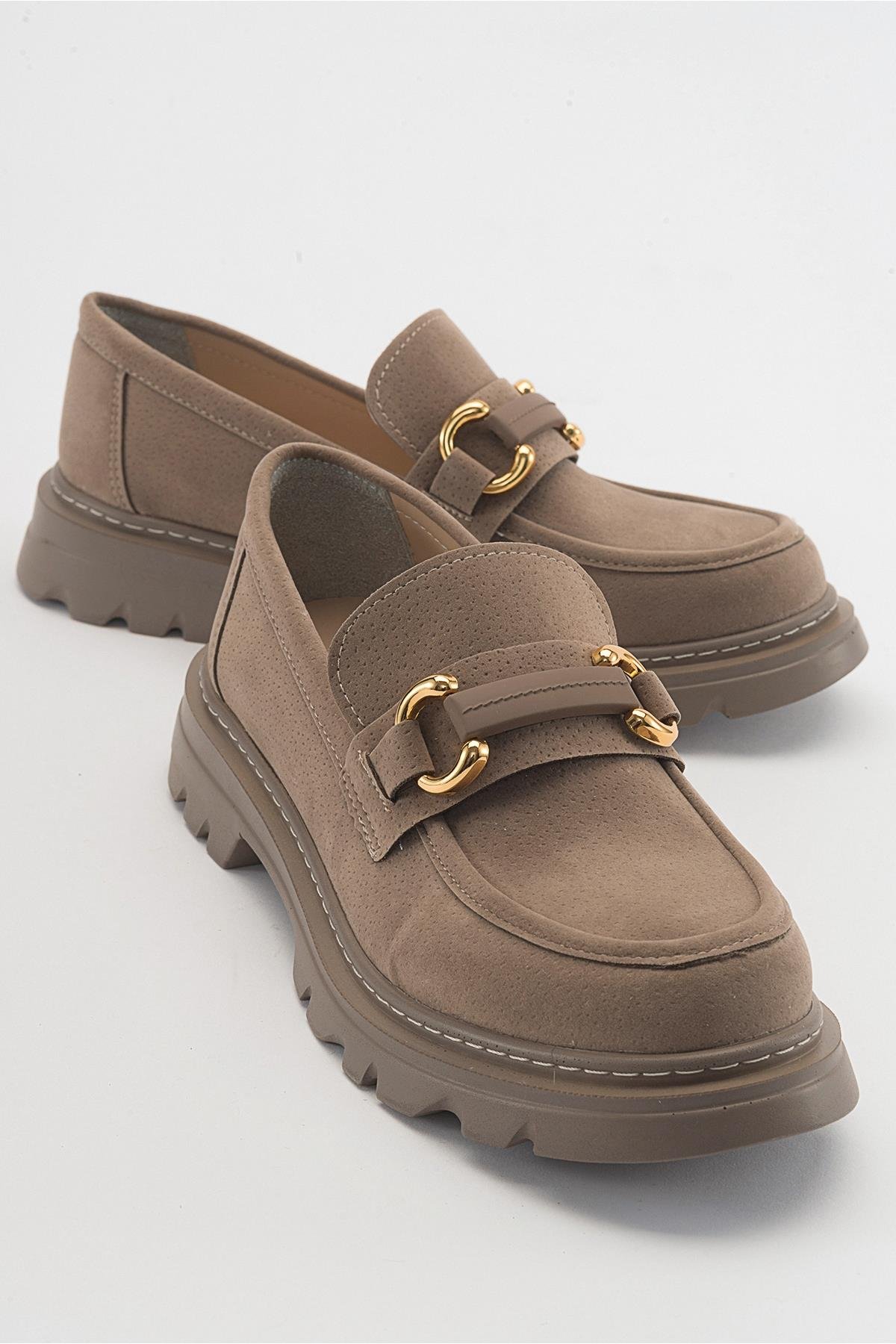 46-271-3-KOYU BEJ SUETFRAS Koyu Bej Süet Kadın Loafer