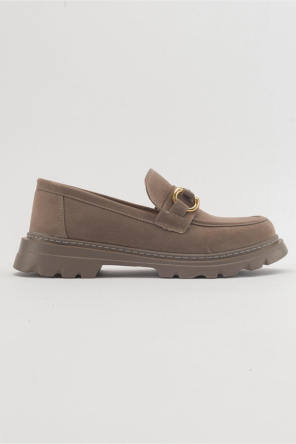 46-271-3-KOYU BEJ SUETFRAS Koyu Bej Süet Kadın Loafer