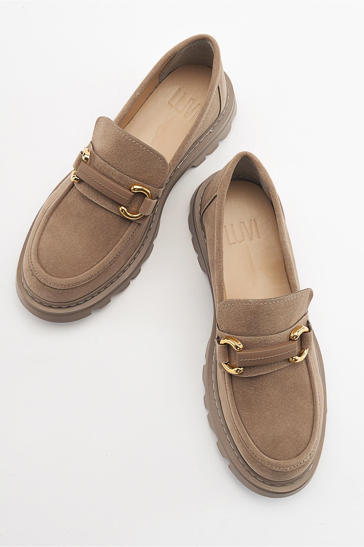 46-271-3-KOYU BEJ SUETFRAS Koyu Bej Süet Kadın Loafer