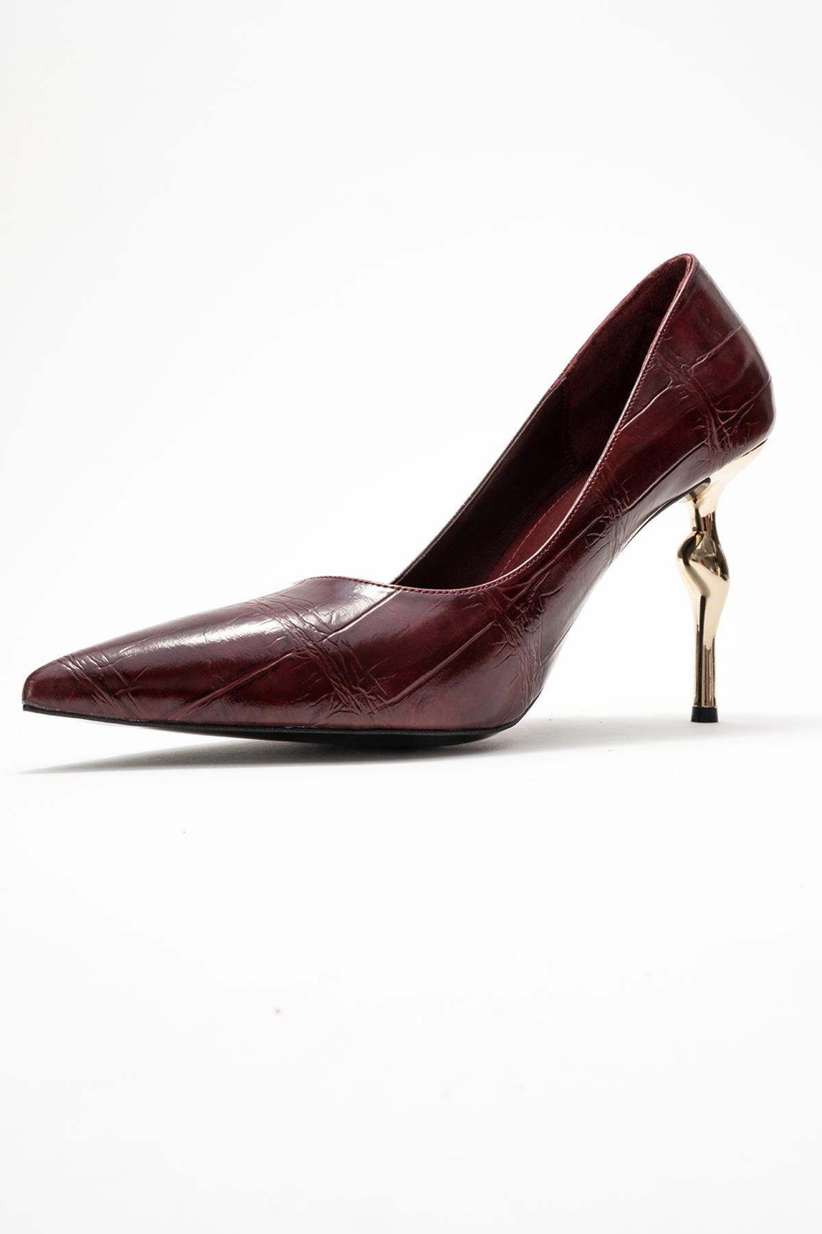 80-9011-4-BORDO BASKIHUDSON Bordo Baskı Kadın Topuklu Ayakkabı