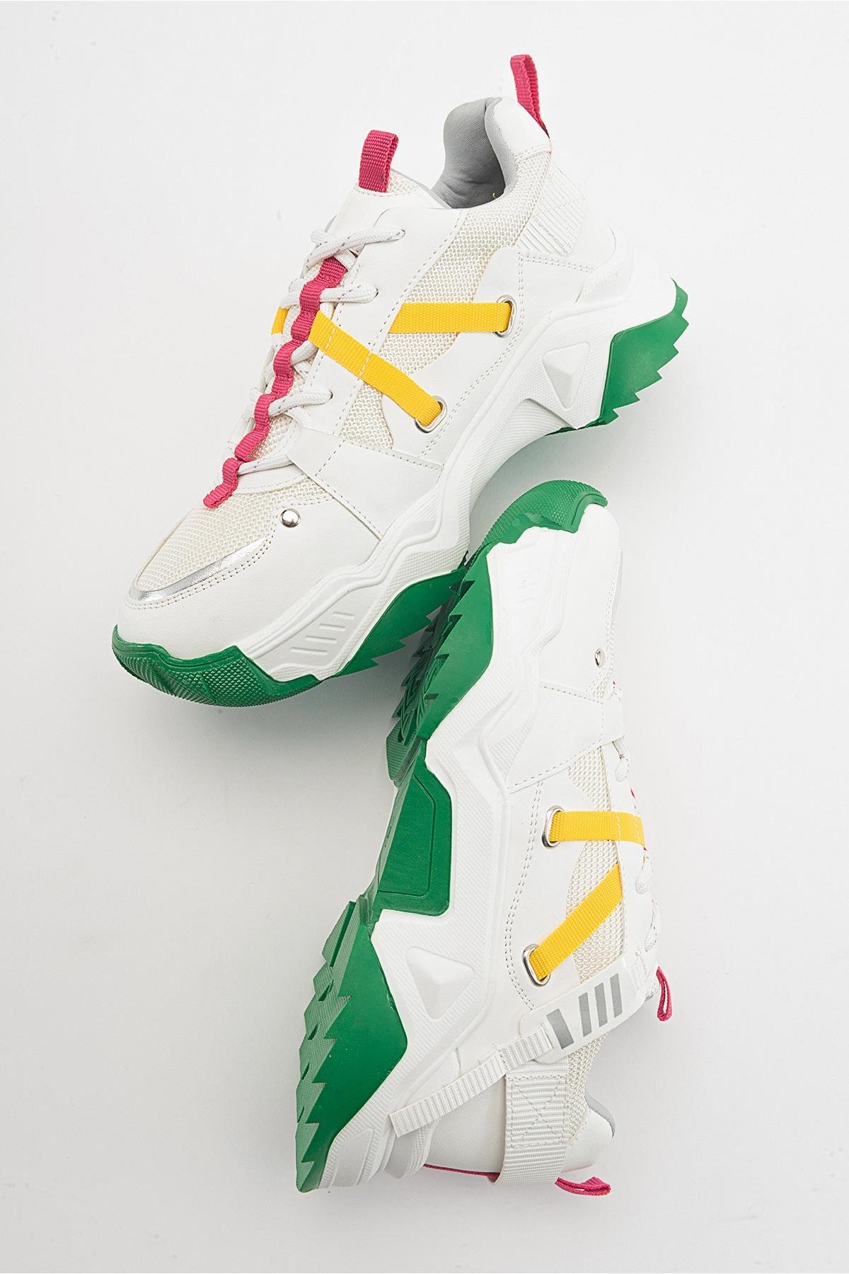98-65160-5-BEYAZ/FUSYALEONA Beyaz Fuşya Kadın Spor Sneakers