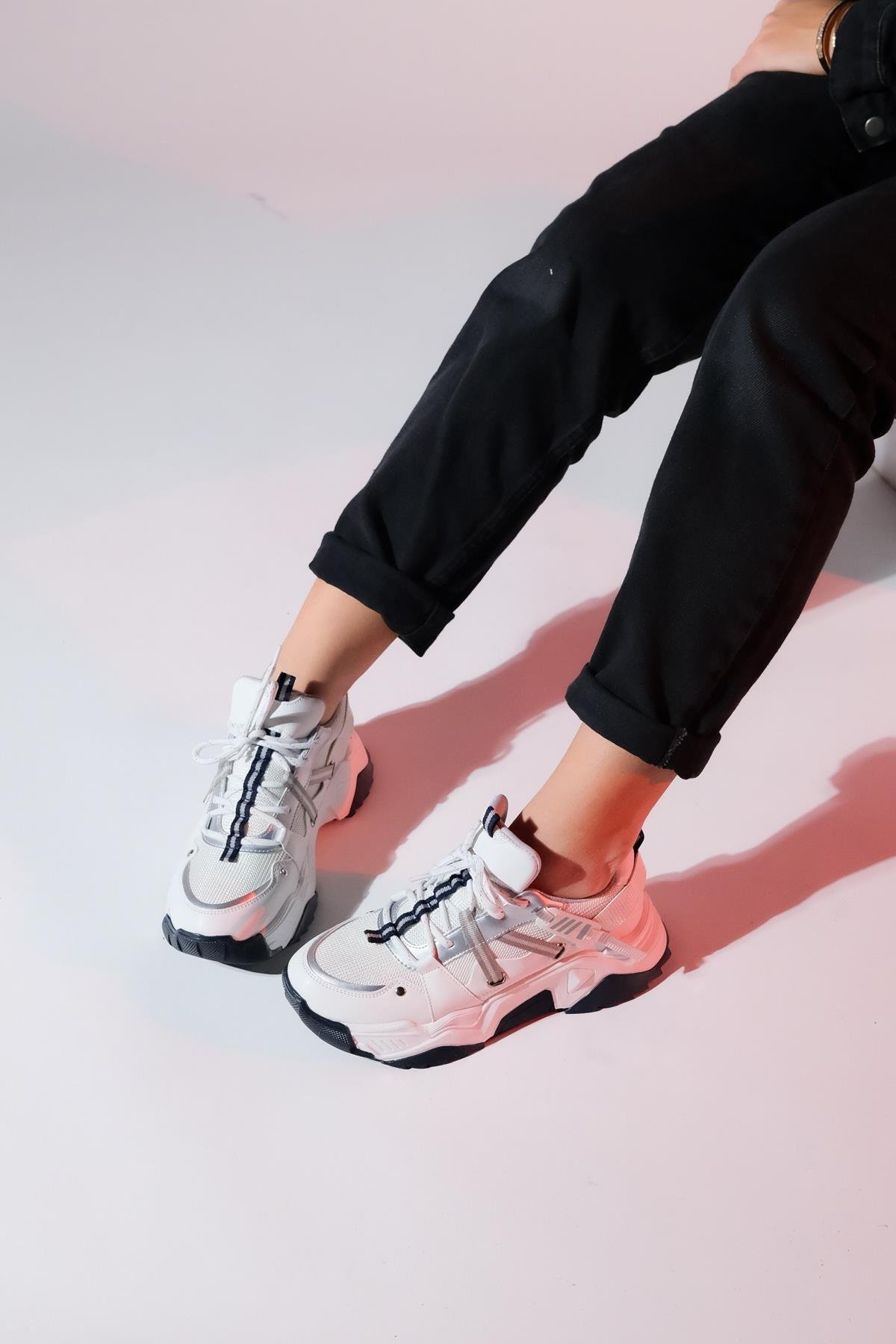 98-65160-7-BEYAZ/LACILEONA Beyaz-Laci Kadın Spor Sneakers