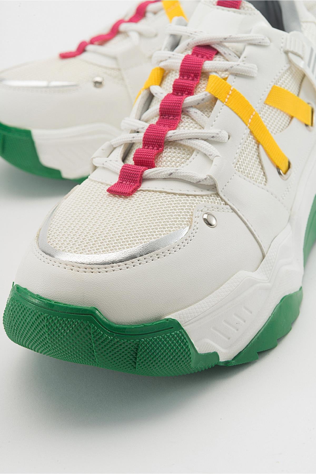 98-65160-5-BEYAZ/FUSYALEONA Beyaz Fuşya Kadın Spor Sneakers