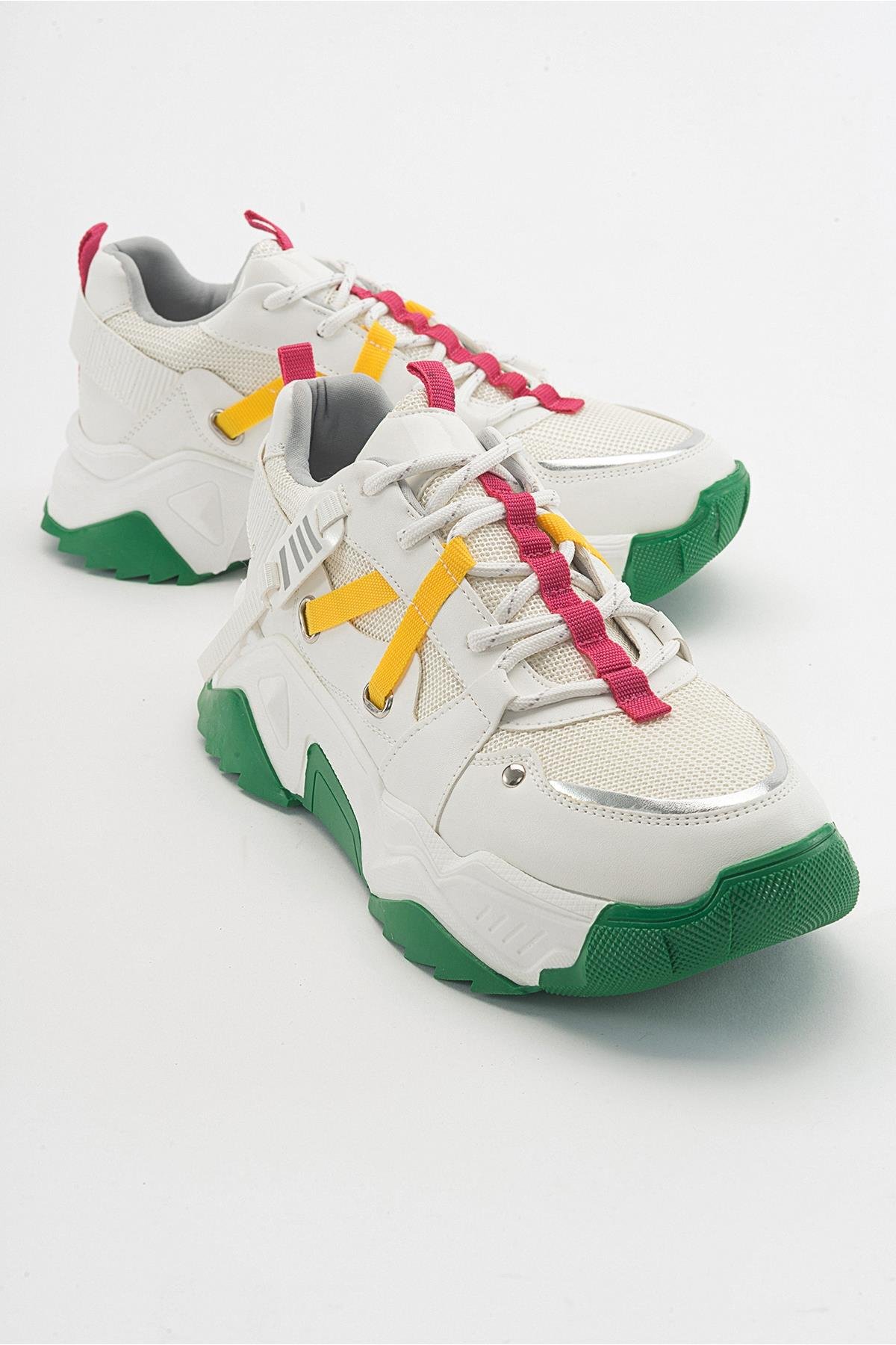 98-65160-5-BEYAZ/FUSYALEONA Beyaz Fuşya Kadın Spor Sneakers