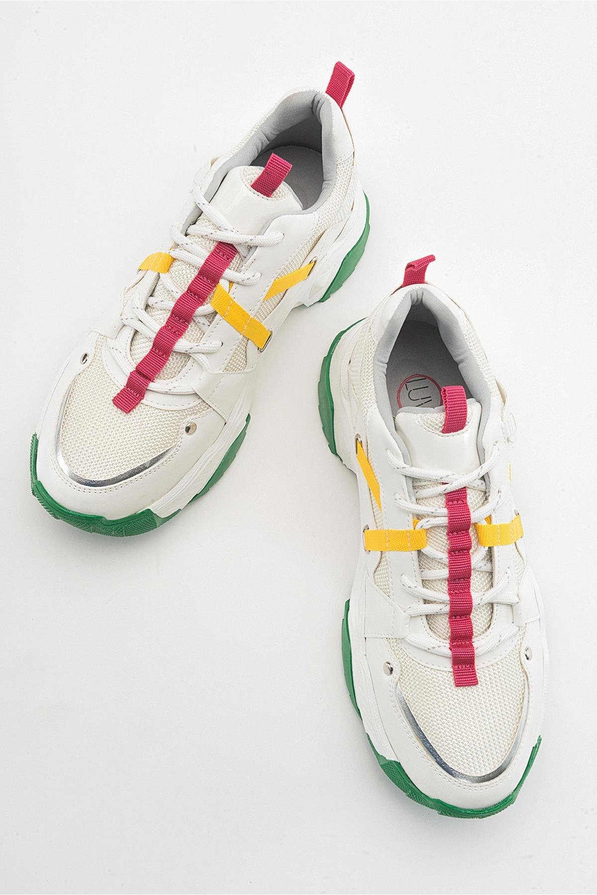 98-65160-5-BEYAZ/FUSYALEONA Beyaz Fuşya Kadın Spor Sneakers
