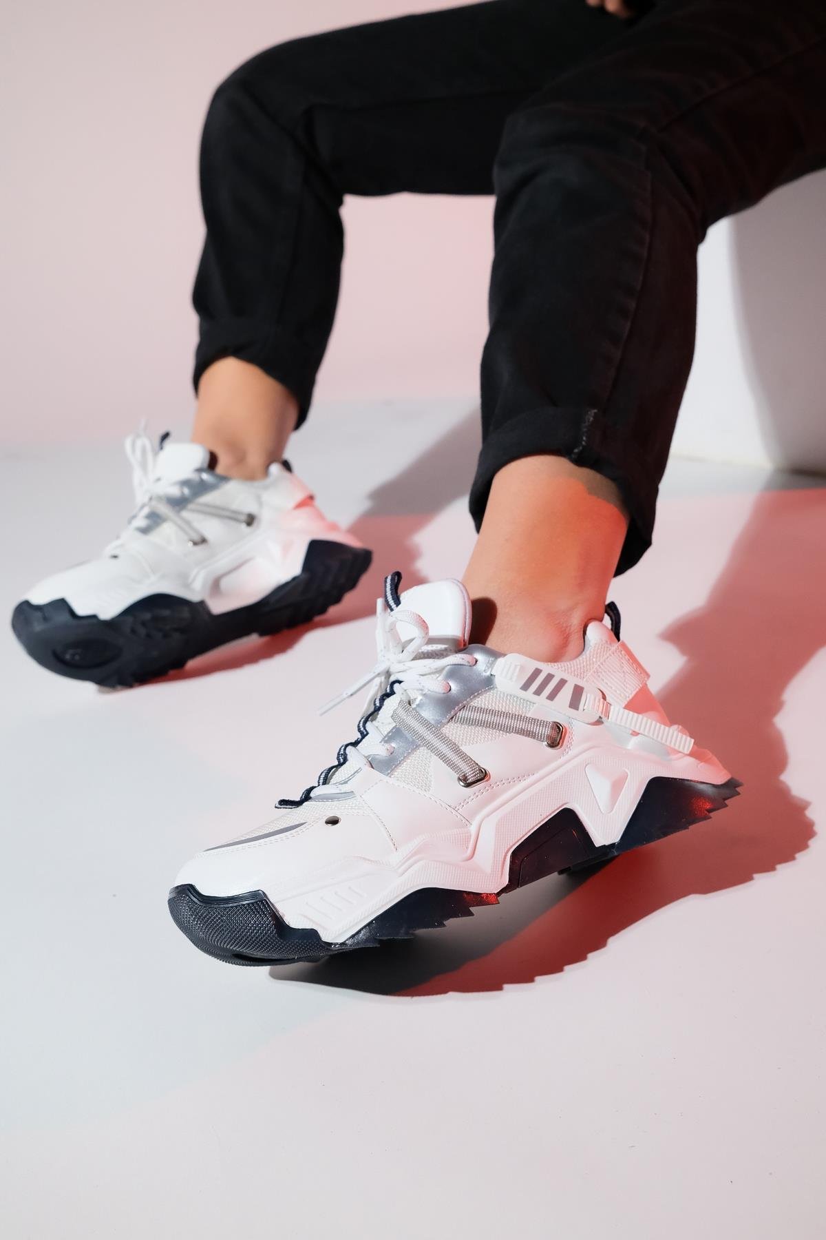 98-65160-7-BEYAZ/LACILEONA Beyaz-Laci Kadın Spor Sneakers