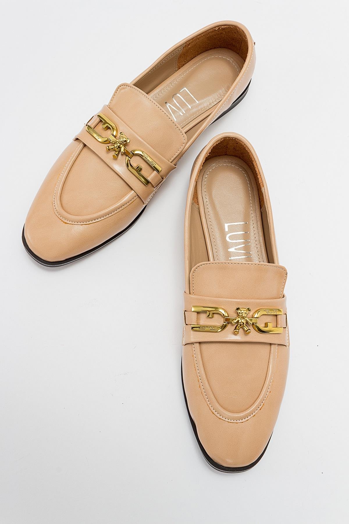 124-3374-2-BEJ CILTLOUR Bej Cilt Kadın Loafer