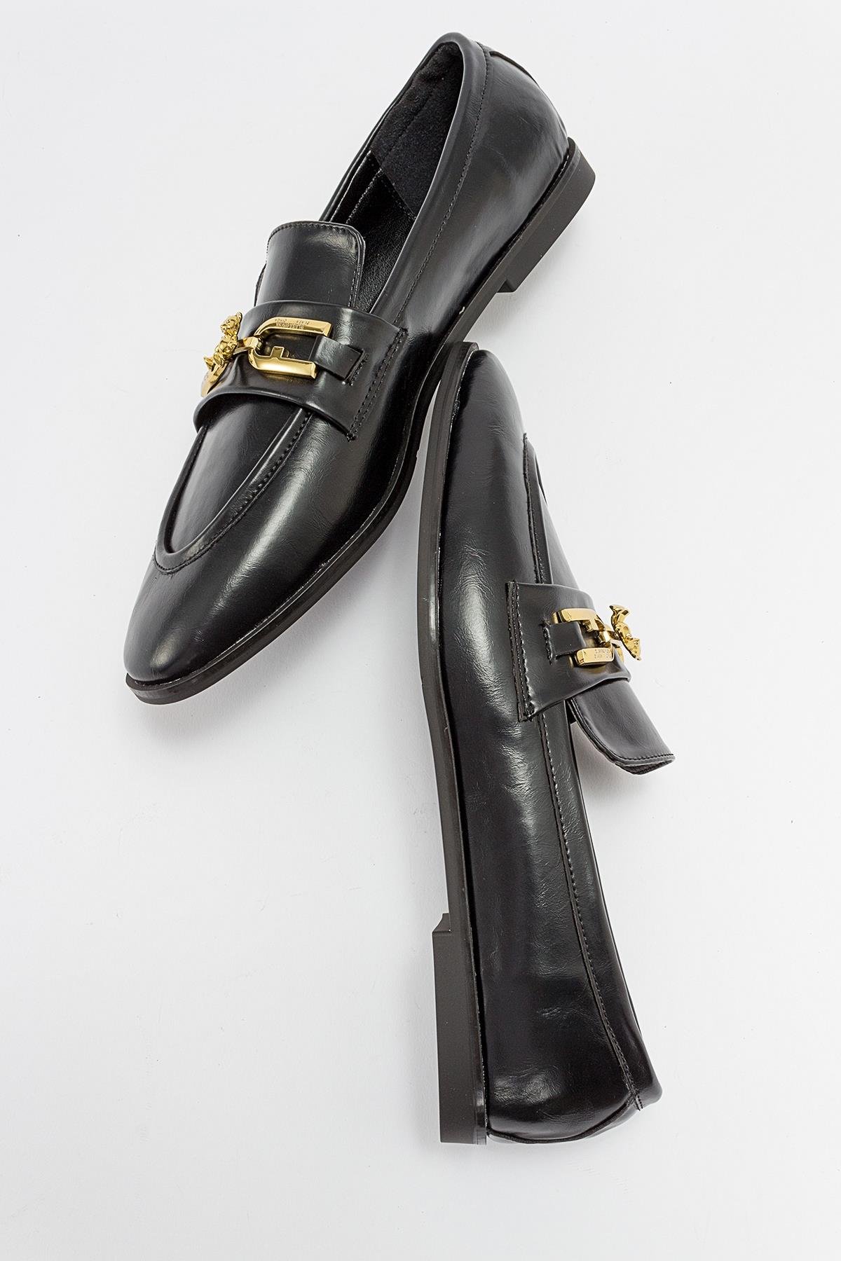 124-3374-1-SIYAH CILTLOUR Siyah Cilt Kadın Loafer